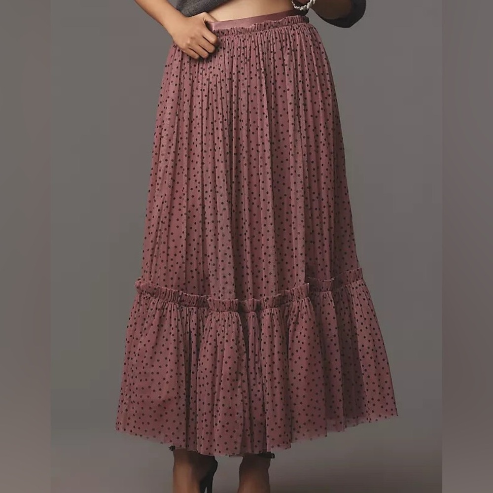 NWT Anthropologie Maeve tiered tulle maxi skirt - Picture 3 of 5